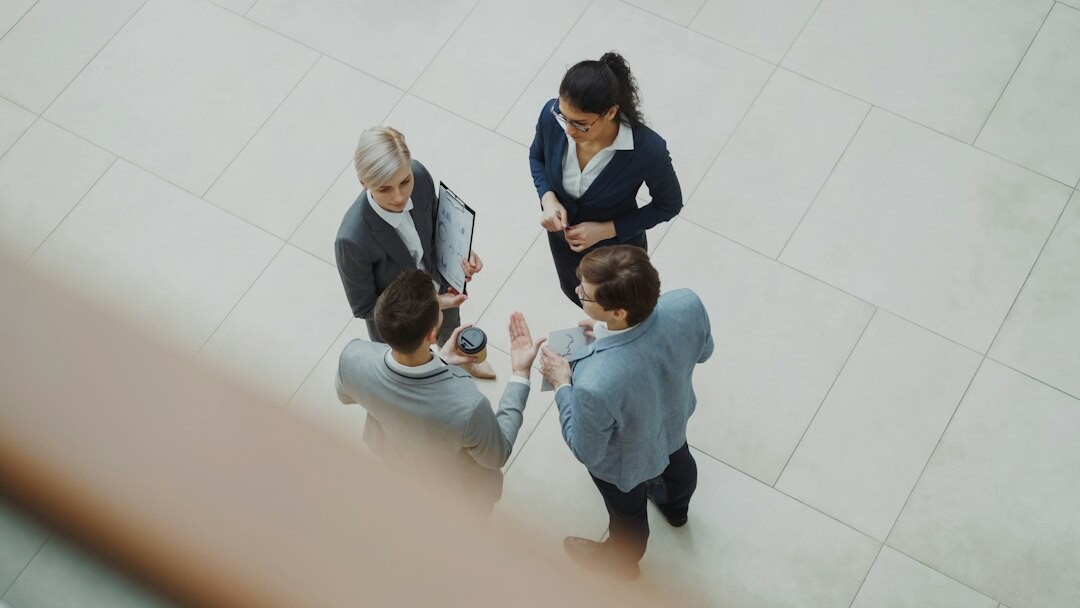 team discussing business strategy